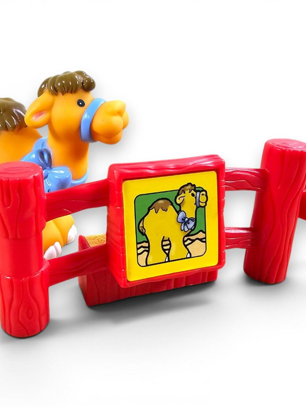 Fisher Price Little People Camel Blue Bow and Red Fence Zoo Animal Vintage 2001
